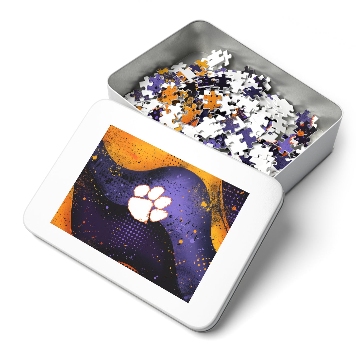 Clemson Paw Jigsaw Puzzle with Tin